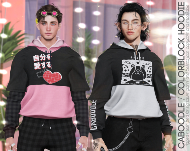 Caboodle - Colorblock Hoodie - Pale Pink
