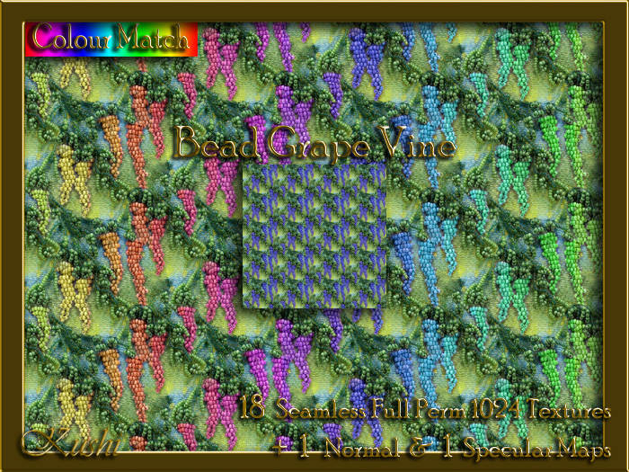 Bead Grape Vine Seamless Texture Set