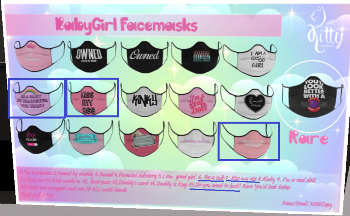 TKC - Babygirl facemasks - Brat pass