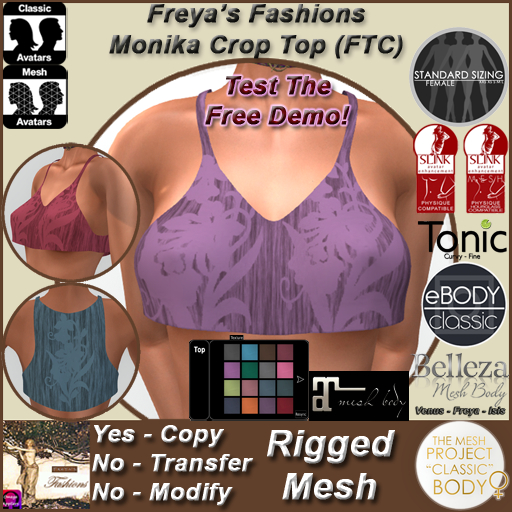 Freya's Fashions Monika Crop Top - RIGGED (Full Texture Change)