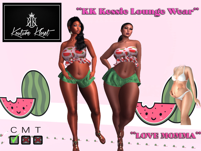 *KK Kessie Lounge Wear Pank /Green Love Momma BOXED (ADD ME)