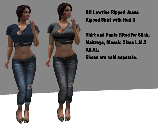 RH  210128 Low Rise Ripped Jeans and Ripped Top w    Add Me !!!