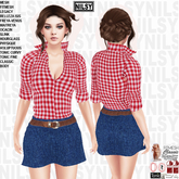 GINGHAM BLOUSE AND JEAN SKIRT,ALL BODIES