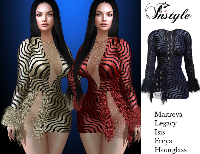 InStyl -Wave Dress - Crows (Maitreya,Legacy,Isis,Freya,Hourglass)