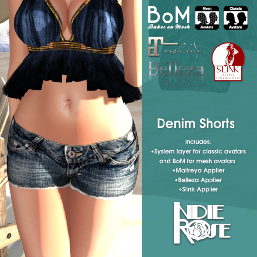 INDIE ROSE - TMP - Denim Shorts Installer - Dark Blue