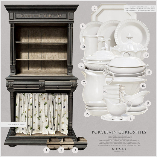 Nutmeg. Porcelain Curiosities Cabinet / 2 RARE