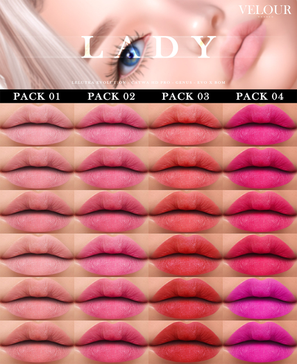 VELOUR: "Lady" HD Lips - Pack 01 (Genus)