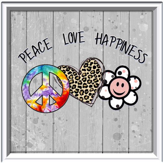 Callipepper-Sq Frame - Peace Love Happiness- Brick