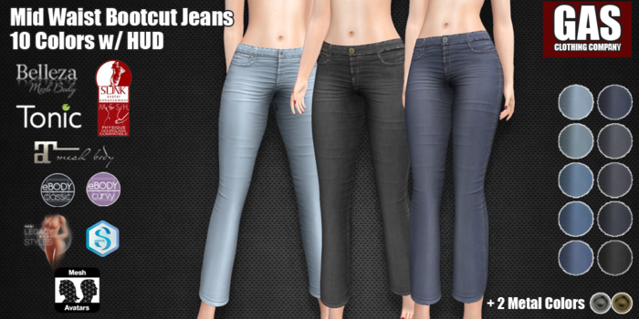 GAS [Mid Waist Bootcut Jeans Match - 10 Colors FATPACK] Demo