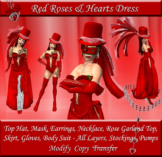 .:harmless INK:. Red Roses & Hearts Dress