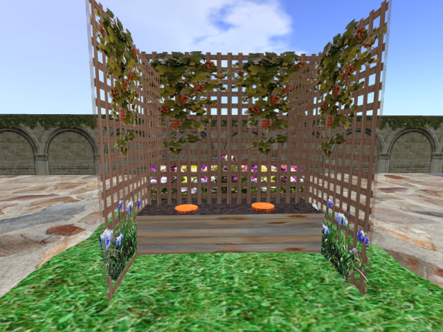 Tressil/Lattice garden seating with vines