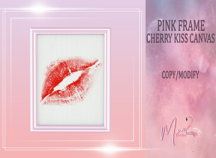 Mon Bebe - Pink Frame Cherry Kiss Canvas