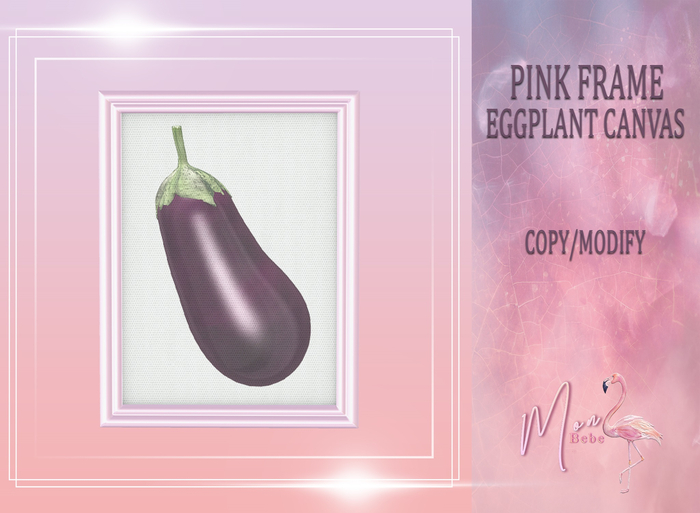 Mon Bebe - Pink Frame Eggplant Canvas