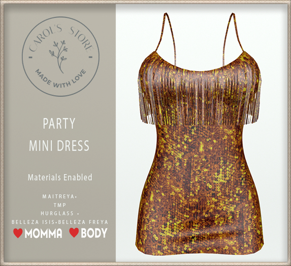 Party Mini Dress  Gold Sequins 