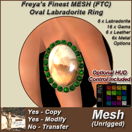 Freya's Finest MESH Labradorite Stone (Full texture Change) Ring