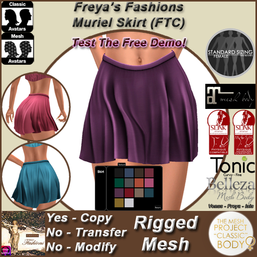 Freya's Fashions Muriel Skirt - RIGGED (Full Texture Change)