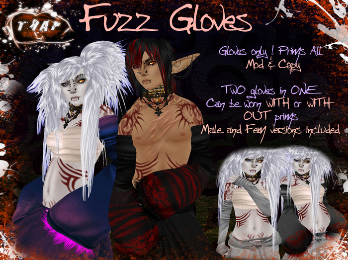 [][]Trap[][] Fuzz Gloves Plain Blue