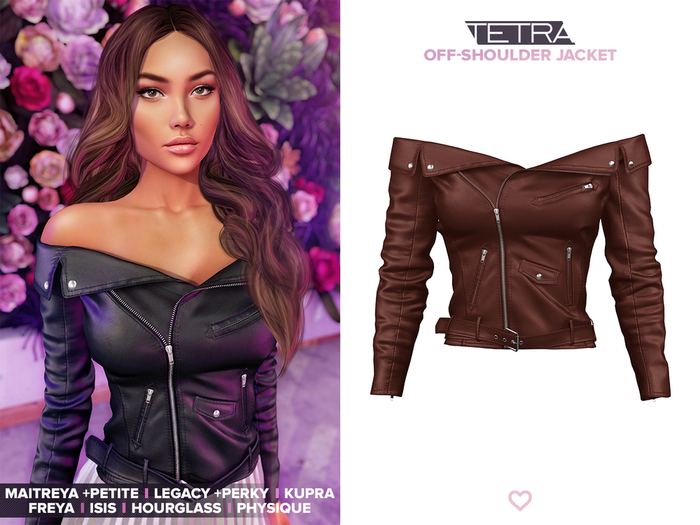 TETRA - Off-shoulder leather jacket (Choco)