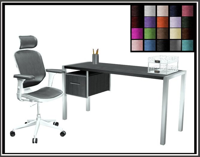 Second Life Marketplace Lexington Desk Office Set White