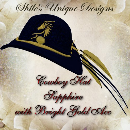 COWBOY HAT SAPPHIRE  Bright Gold ACC