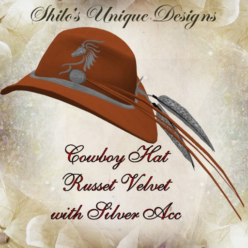 COWBOY HAT RUSSET VELVET SILVER ACC