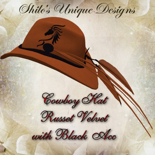 COWBOY HAT RUSSET VELVET BLACK ACC