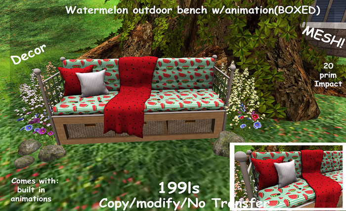 Watermelon outdoor bench w/animation(BOXED)