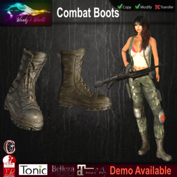 Second Life Marketplace - @WW Combat Boots Boxed v1.2