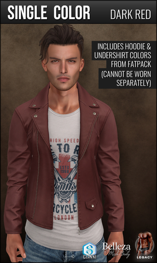 {COLD-ASH} Mens LEON Leather Jacket (DarkRed)
