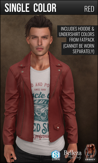 {COLD-ASH} Mens LEON Leather Jacket (Red)