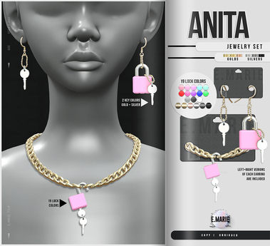 Second Life Marketplace - e.marie // Anita Earrings - Golds