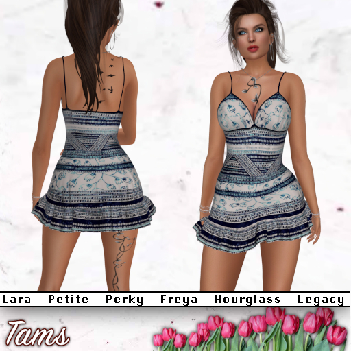 Ruffle Bottom Dress - Boho Blue