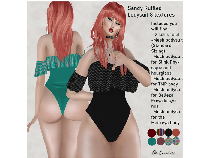 Sandy Ruffled bodysuit 8 textures