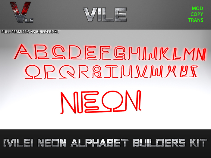 [Vile] - Neon Alphabet Builders Kit Box (add me) - Full Perm