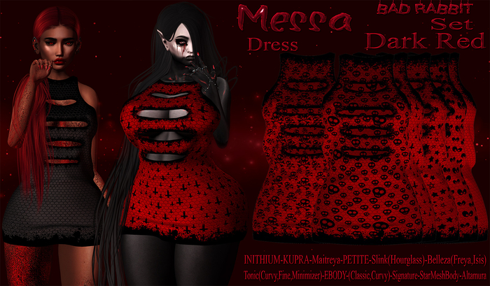 .:Bad Rabbit:. Messa Dress Dark Red Set