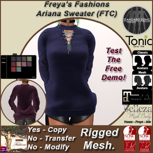Freya's Fashions Ariana Sweater - RIGGED (Full Texture Change)