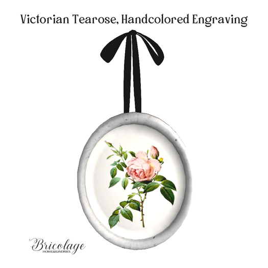 Victorian Tearose, Handcolored Engraving