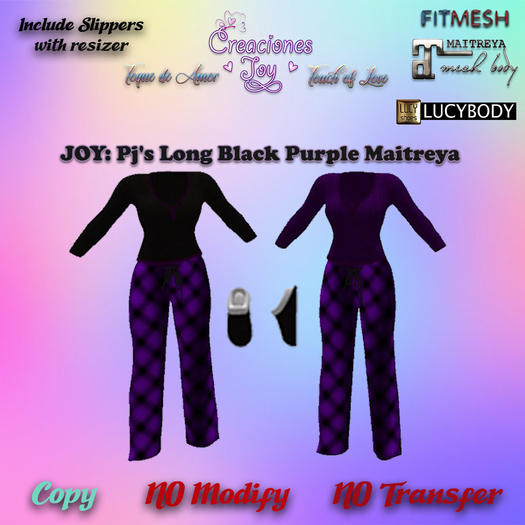 JOY: MAITREYA 2 PJ'S LONG BLACK PURPLE