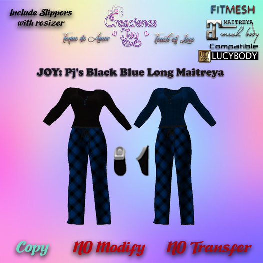 JOY: MAITREYA PJ'S LONG BLACK BLUE