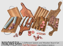 ::NIKOMESH::Full Permission 4 Different Salami & Wooden Board Set