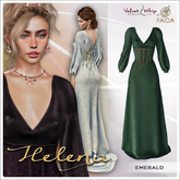 [V/W] + Faida - Helena Emerald - Medieval fantasy elegant gown with included jewelry set - Mesh dress