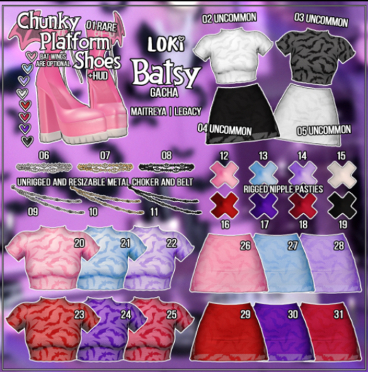 20.Loki - Batsy GACHA - Pink Bat Top - Maitreya