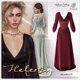 [V/W] + Faida - Helena Scarlet - Medieval fantasy elegant gown with included jewelry set - Mesh dress