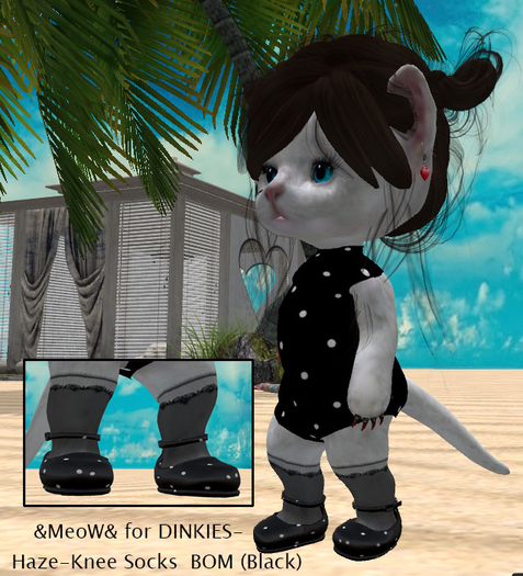 &MeoW& for DINKIES- Haze Knee Socks  BOM (Black)