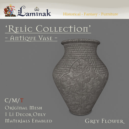 Laminak - Relic Collection - Grey Flower Vase