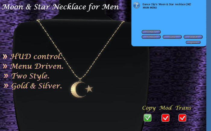 Moon & Star Necklace for Men