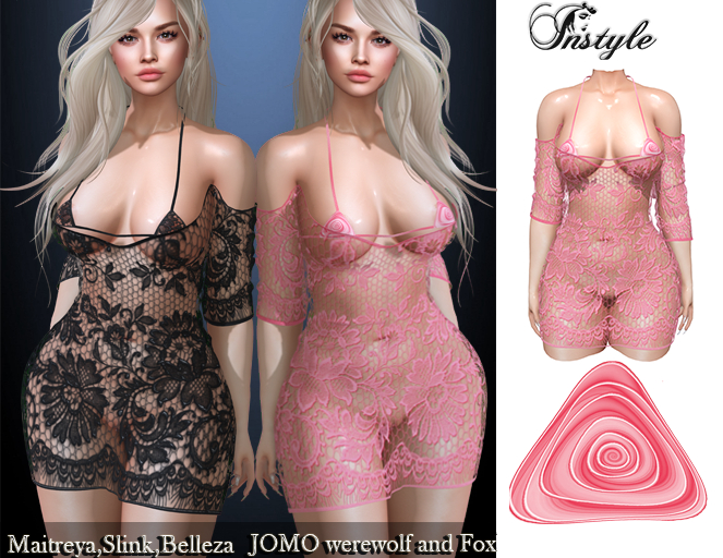 PROMO--Lace dress -Rose - Brilliant as a gift (Maitreya, Slink ,Belleza ,JOMO)