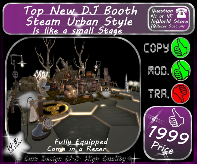* New DJ Booth * Urban Steam Sytle * Fully Equipped *