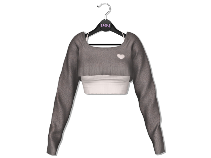 Loki - Nancy Crop Sweater & Top - Grey