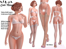 [CT] "Hello Sweety" Lingerie - White - BoM Layers - Nude, White, Gray, Black Socks